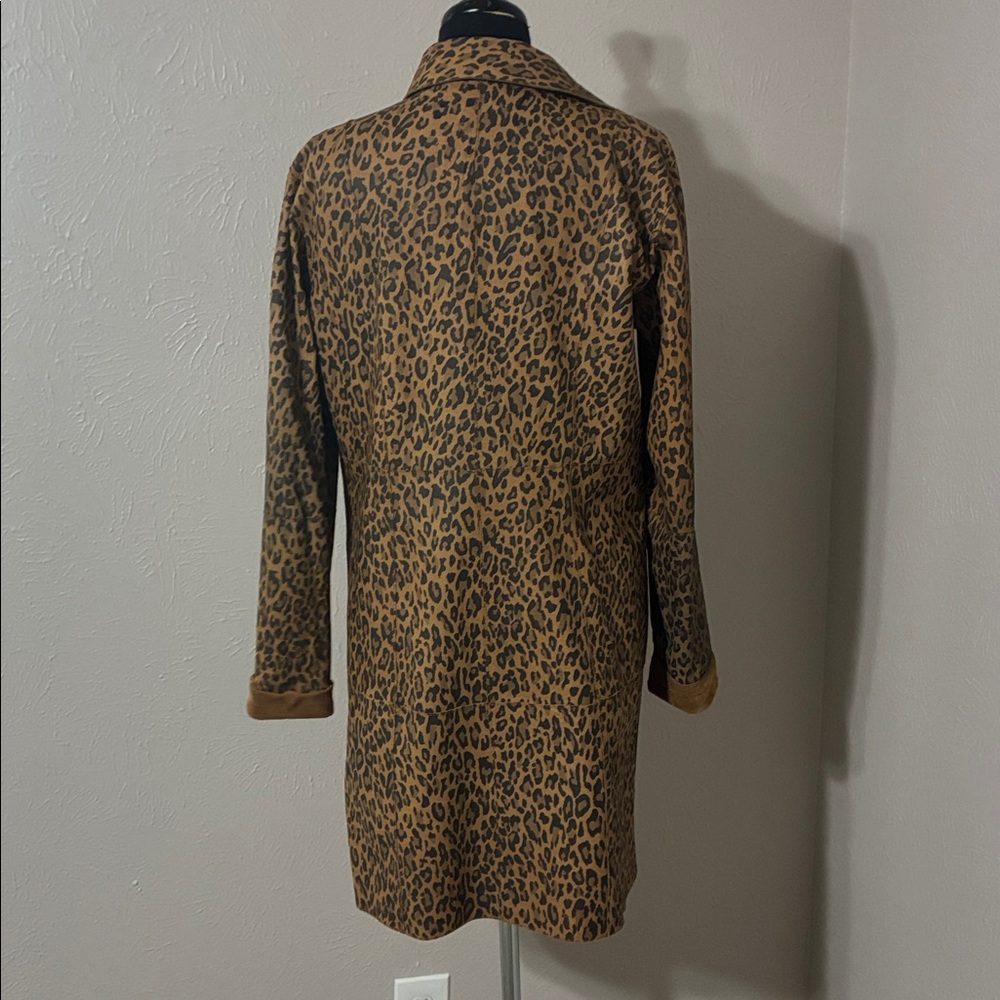 Leopard/tan suede reversible long coat - Picture 5 of 6